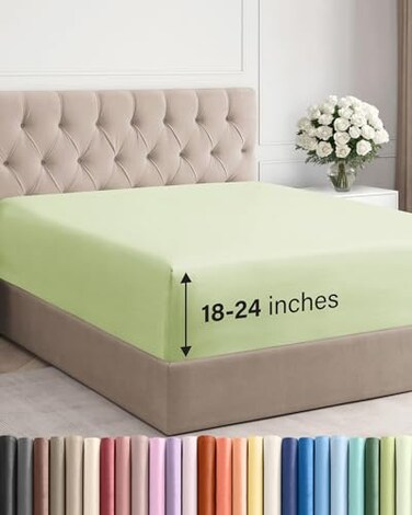 CGK Unlimited Cgk Linens Extra Deep King Fitted Sheet Only - Light Sage Green