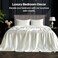 Bedelite Satin Sheets Full Size Bed Set, Ivory White, 4 Pieces