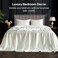 Bedelite Satin Sheets Full Size Bed Set, Ivory White, 4 Pieces