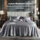Bedelite Satin Sheets Queen Size Bed Set, Dark Grey, 4 Pieces