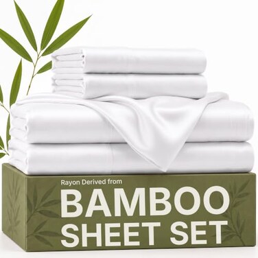 CGK Unlimited 100% Rayon Derived from Bamboo - Bamboo Sheets Queen Size - White