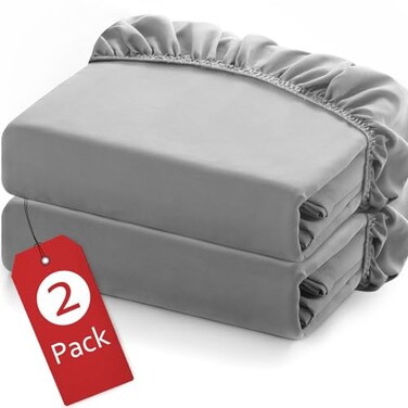 Moonsea Twin Fitted Sheets 2 Pack Only, Grey