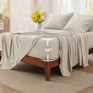 Bedsure Deep Pocket King Sheet Set, 6 Piece, Prewashed Ultra-Soft, 18-Inch