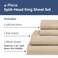 CGK Unlimited Flex Top Split Head King 4 Piece Sheet Set - Ultra-Soft, Breathable - Wheat
