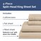 CGK Unlimited Flex Top Split Head King 4 Piece Sheet Set - Ultra-Soft, Breathable - Wheat