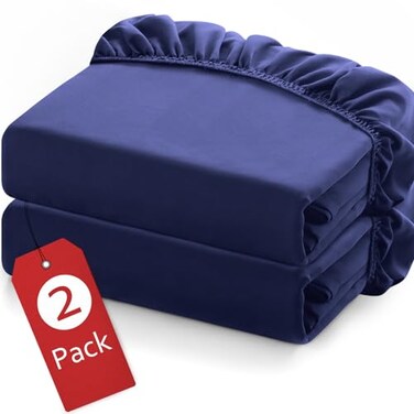 Moonsea Twin Fitted Sheets 2 Pack Only, Navy