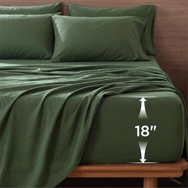 Bedsure Deep Pocket Queen Sheets, 6 Piece, Prewashed Ultra-Soft, 18-Inch