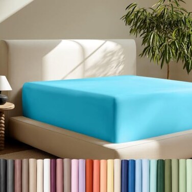 Bare Home Deep Pocket Fitted Sheet (King - 22" Pocket, Aqua)