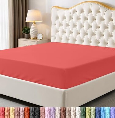 Utopia Bedding Full Fitted Sheet, Ultra Soft Fits up to 15 Inch Deep Pocket, Coral