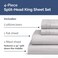 CGK Unlimited Flex Top Split Head King 4 Piece Sheet Set - Soft &amp; Breathable - Light Grey