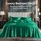 Bedelite Satin Sheets Queen Size Bed Set, Dark Green, 4 Pieces