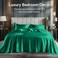 Bedelite Satin Sheets Queen Size Bed Set, Dark Green, 4 Pieces