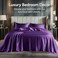 Bedelite Satin Sheets Full Size Bed Set, Plum Purple, 4 Pieces