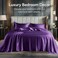 Bedelite Satin Sheets Full Size Bed Set, Plum Purple, 4 Pieces