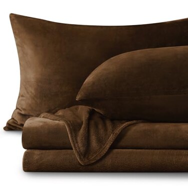 Bedelite Flannel Sheets Queen Size, Brown, 4 Pieces