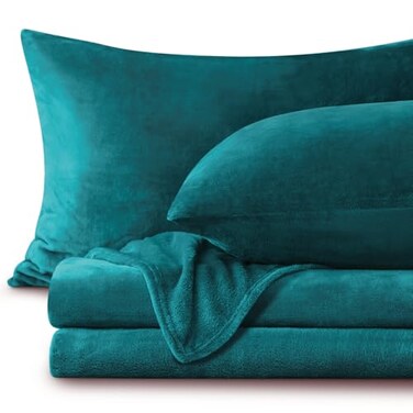 Bedelite Flannel Sheets Queen Size, Teal, 4 Pieces
