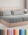 CGK Unlimited Split King 7 Piece Bed Sheet Set - Breathable &amp; Cooling - Grey Stripes