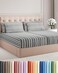 CGK Unlimited Split King 7 Piece Bed Sheet Set - Breathable &amp; Cooling - Grey Stripes