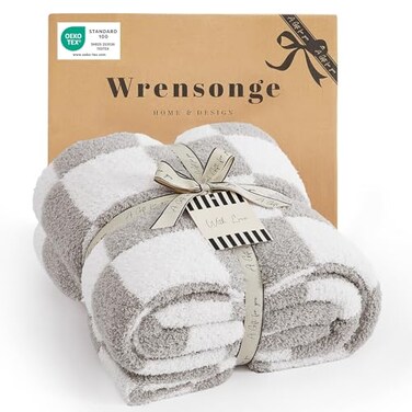 Wrensonge Soft Checkered Throw Blanket for Couch-Cozy Warm Knitted Blankets