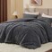 Bedelite Fluffy King Size Comforter Set, Dark Grey Fleece Bed Set 3 Pieces