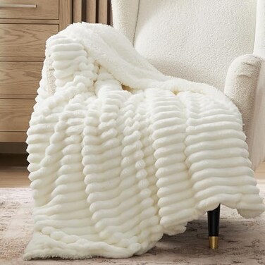 Bedsure Soft Sherpa Blanket Fluffy White Gift Twin 60"x80
