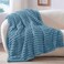 Bedelite Ribbed Twin Blanket for Couch &amp; Bed, Light Blue, 60"x80