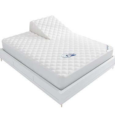 Moonsea Waterproof Split Top Queen Mattress Pad Protector, 34" Top Split from Head