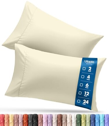 Utopia Bedding Pillow Covers Queen Size Set of 4, Soft and Comfy Pillow Cases, Ivory