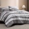 Bedsure Queen Comforter Set 7 Piece, Frost Grey Striped, Reversible