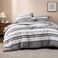Bedsure Queen Comforter Set 7 Piece, Frost Grey Striped, Reversible
