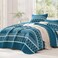 Andency Teal King Size Quilt Set, 3 Pieces Boho Striped Bedspread