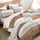Litanika Taupe Queen Comforter Set - 3 Pieces Stripe Bedding Comforter Sets