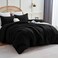 CozyLux Queen Comforter Set, 3 Pieces Down Alternative Bedding, Black