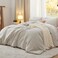 Bedsure Queen Comforter Set Prewashed Soft Bedding Set 3PCS Beige 90"x90