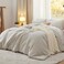 Bedsure Queen Comforter Set Prewashed Soft Bedding Set 3PCS Beige 90"x90