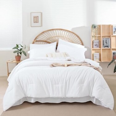 Weigelia White Twin Comforter Set with Sheets - 5 Pieces Bed in a Bag Twin