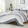 Litanika Light Grey California King Comforter Set - 3 Pieces Stripe Bed Set