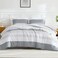 Litanika Light Grey California King Comforter Set - 3 Pieces Stripe Bed Set