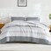 Litanika Light Grey California King Comforter Set - 3 Pieces Stripe Bed Set