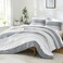 Litanika Light Grey California King Comforter Set - 3 Pieces Stripe Bed Set