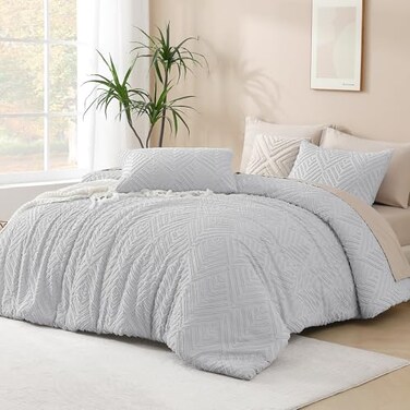 Andency Light Grey California King Comforter Set, 3 Pieces Bedding Set
