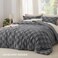 Bedsure Dark Grey Comforters Queen Set, Boho Soft Plaid Bedding Set 3 Pcs