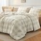 Andency Beige Grid Comforter Set, 3 Pieces King Gingham Bedding Set