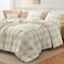Andency Beige Grid Comforter Set, 3 Pieces King Gingham Bedding Set