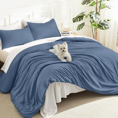 Litanika Ocean Blue Queen Comforter Set, 3 Pieces Lightweight Solid Bed Set