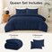 CozyLux Queen Comforter Set, 3 Pieces Down Alternative Bedding, Navy Blue