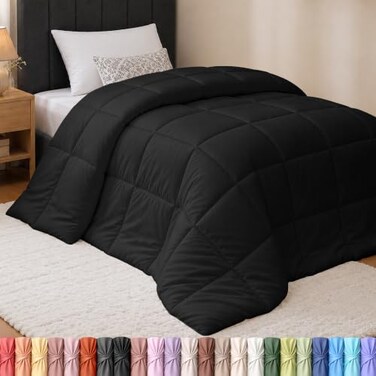 Utopia Bedding Twin Comforter, Duvet Insert, Black, 64 X 88 Inches