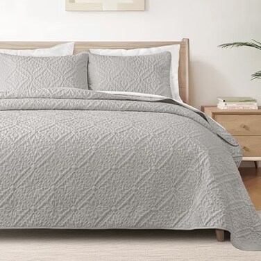Exclusivo Mezcla King Quilt Set, Light Grey