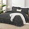 Andency Dark Grey Super King Plus Ruffle Comforter Set, 3 Pieces