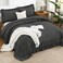 Andency Dark Grey Super King Plus Ruffle Comforter Set, 3 Pieces